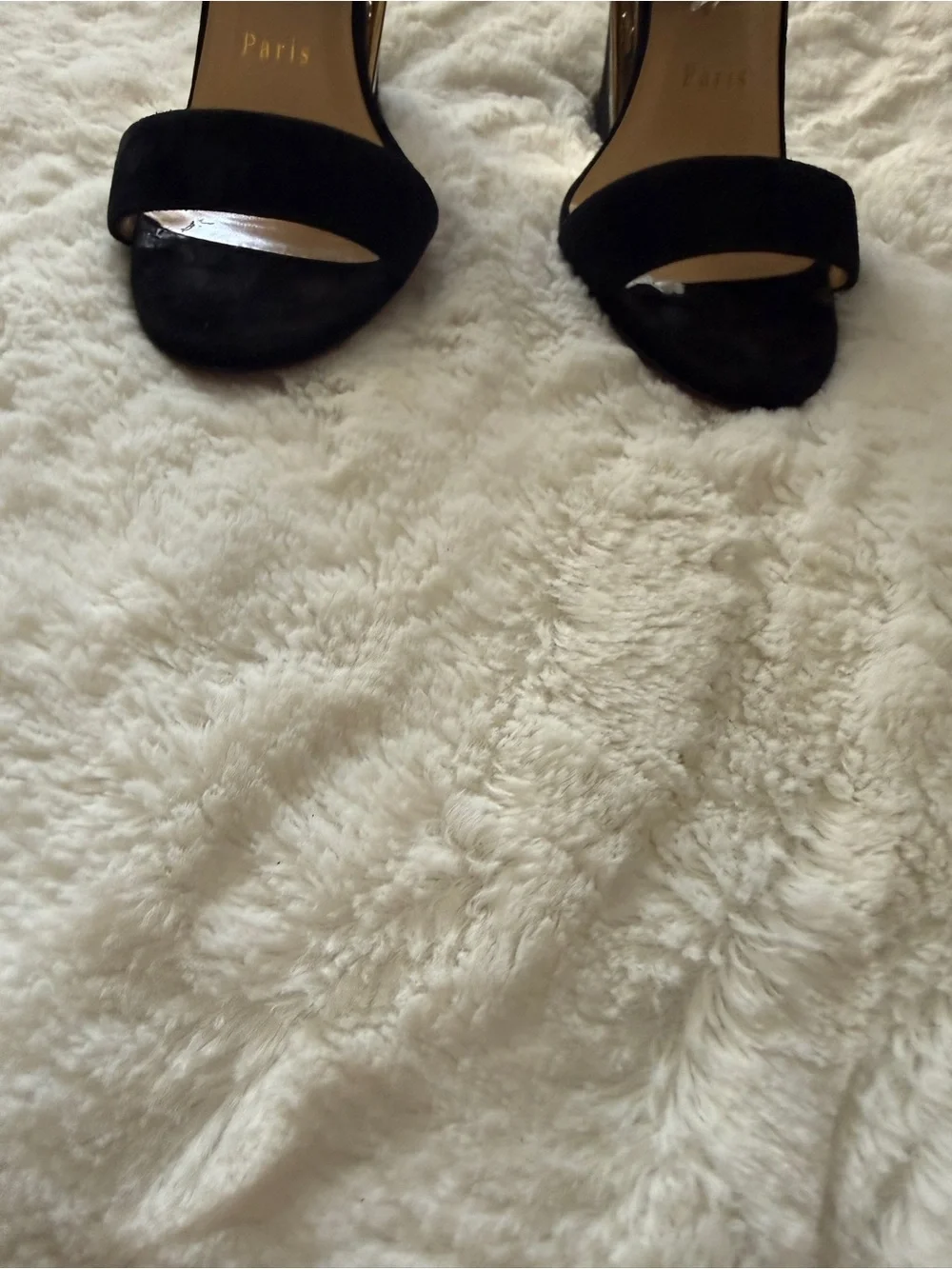 Christian Louboutin Levitalo 100 Black Suede PVC Wedges EU 36